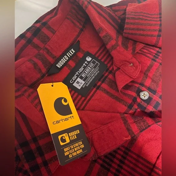NWT Carhartt Red and Black Plaid Shirt - Picture 7 of 9